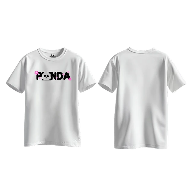 Trendy Togs Panda Bloom Cotton T-shirt For Girls - XL, White