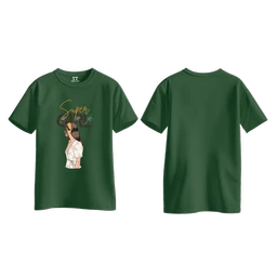 Trendy Togs Super Girl Cotton T-shirt For Girls - S, Forest Green