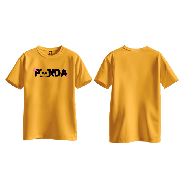 Trendy Togs Panda Bloom Cotton T-shirt For Girls - XL, Yellow