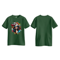 Trendy Togs Stylish Sunglasses Girl Printed Cotton T-shirt For Girls - M, Forest Green