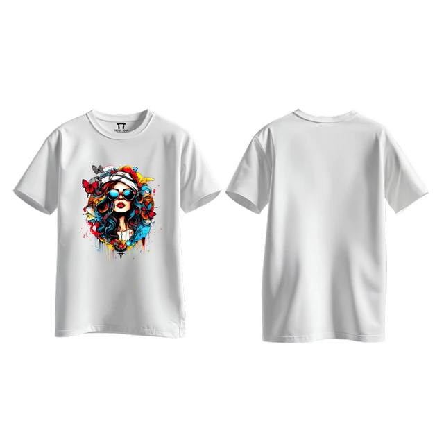 Trendy Togs Stylish Sunglasses Girl Printed Cotton T-shirt For Girls - M, White