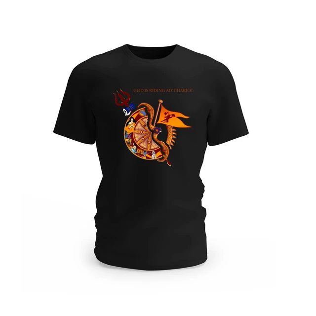 Trendy Togs God Is Riding My Chariot Graphic Cotton T-shirt - XL, Black