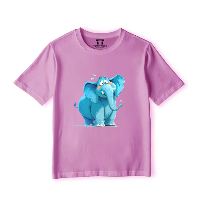 Trendy Togs Big Elephant Kid's Cotton T-shirt - 20, Pink