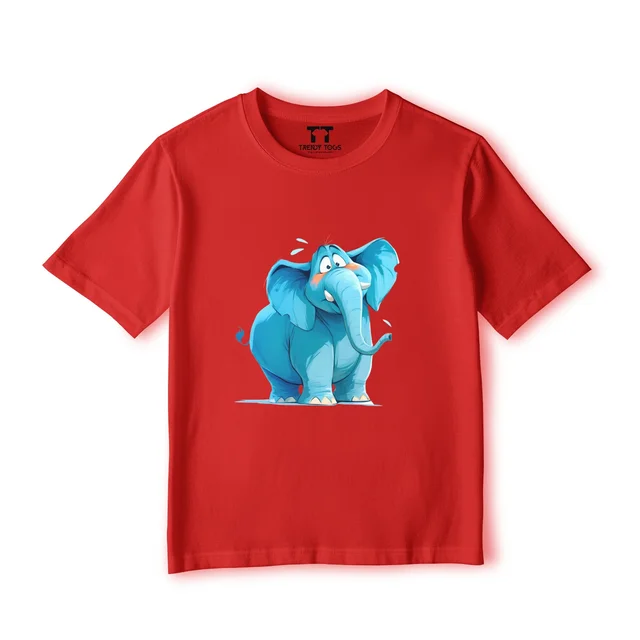 Trendy Togs Big Elephant Kid's Cotton T-shirt - 22, Red
