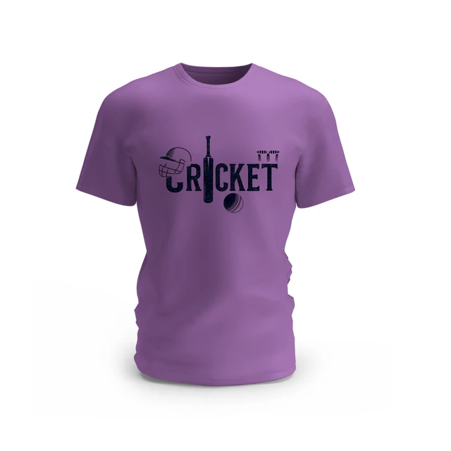 Trendy Togs Cricket " Bat,Ball & Helmet " Cotton T-shirt - L, Purple