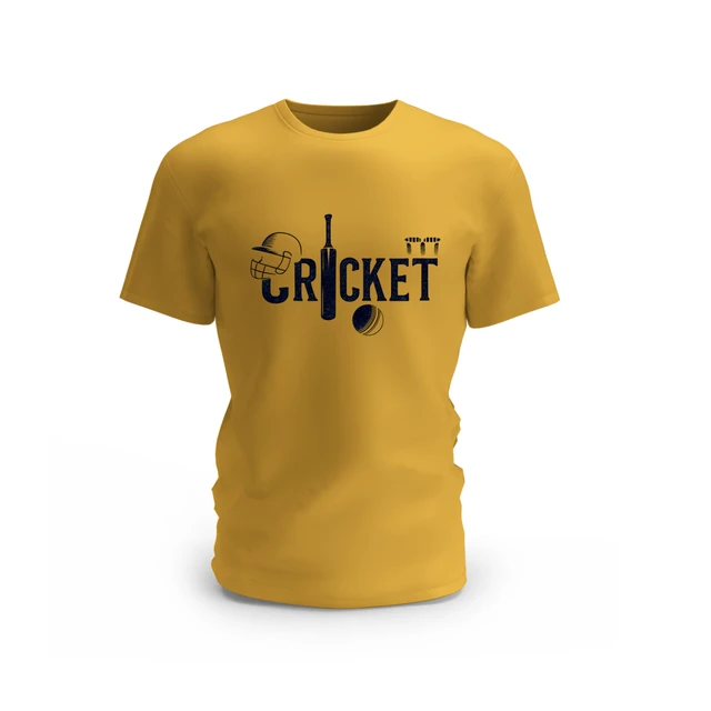 Trendy Togs Cricket " Bat,Ball & Helmet " Cotton T-shirt - XL, Yellow