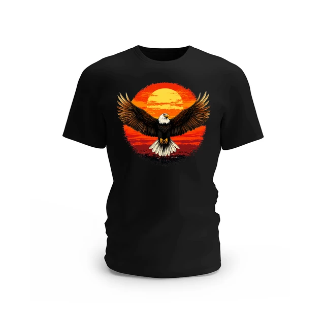 Trendy Togs Freedom Wings – Vintage Bald Eagle Sunset Cotton T-shirt - L, Black