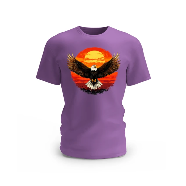 Trendy Togs Freedom Wings – Vintage Bald Eagle Sunset Cotton T-shirt - L, Purple