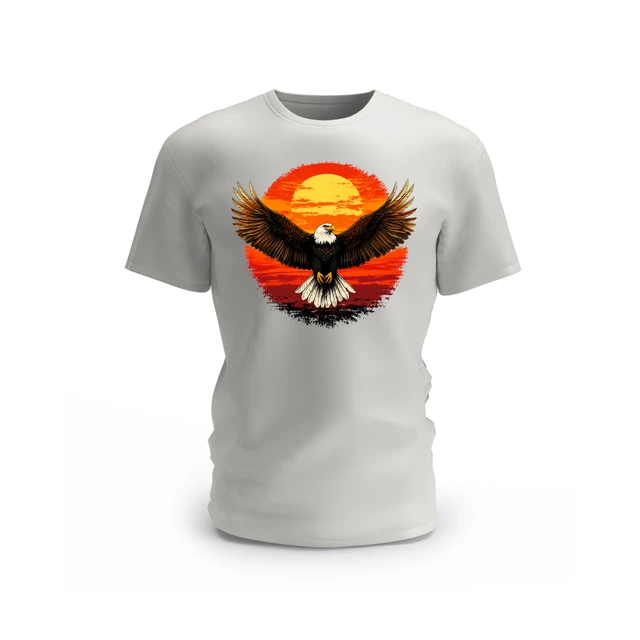 Trendy Togs Freedom Wings – Vintage Bald Eagle Sunset Cotton T-shirt - L, White
