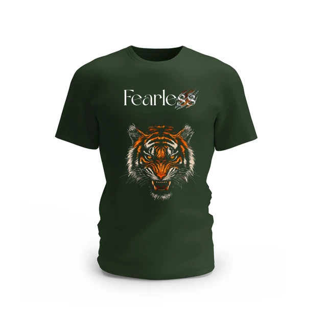 Trendy Togs Fearless Tiger Cotton T-shirt - L, Forest Green