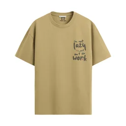 Trendy Togs I AM Not Lazy , I Just Don't Like Work Cotton Oversized T-shirt - L, Beige