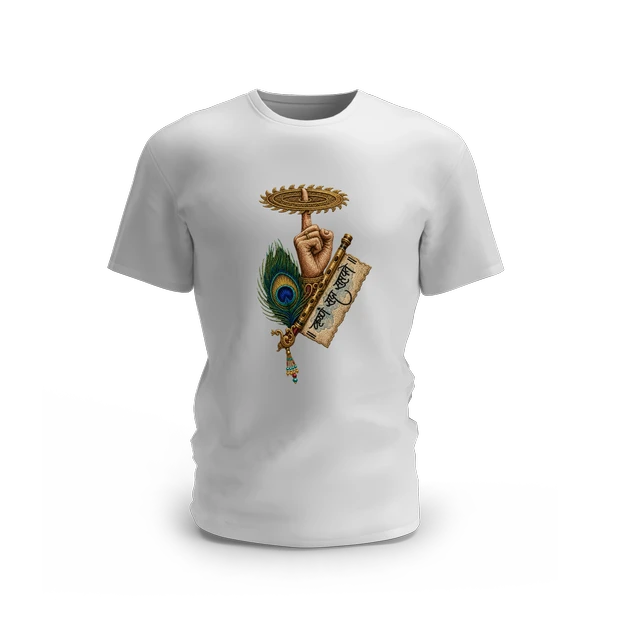 Krishna Sada Sahayate – Divine Sudarshan Cotton T-shirt