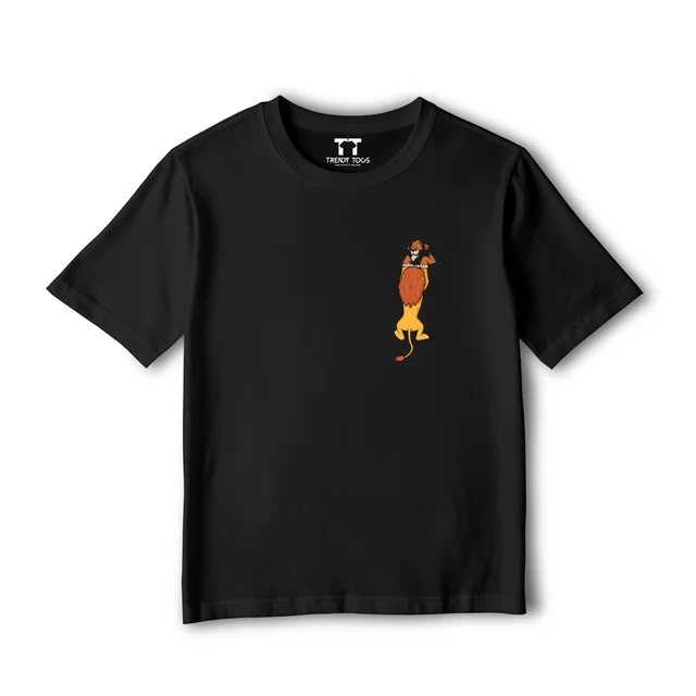Trendy Togs Lion On Pocket Kid's Cotton T-shirt - 20, Black