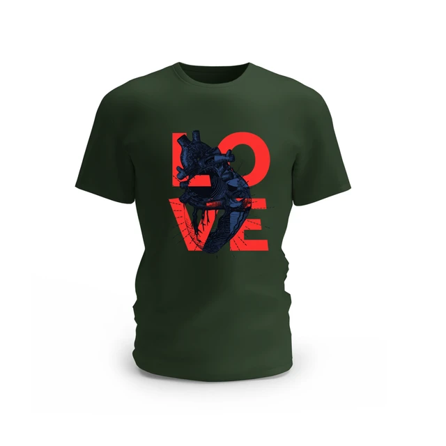Trendy Togs Love Heart Cotton T-shirt - XL, Forest Green
