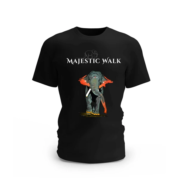 Trendy Togs Majestic Walk Elephant Cotton T-shirt - L, Black
