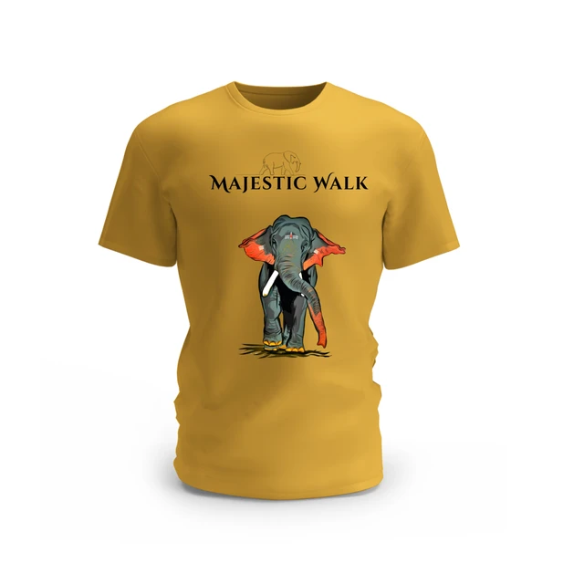 Trendy Togs Majestic Walk Elephant Cotton T-shirt - M, Yellow