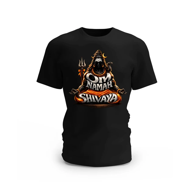 Trendy Togs Om Namah Shivaya Lord Shiva Cotton T-shirt - L, Black