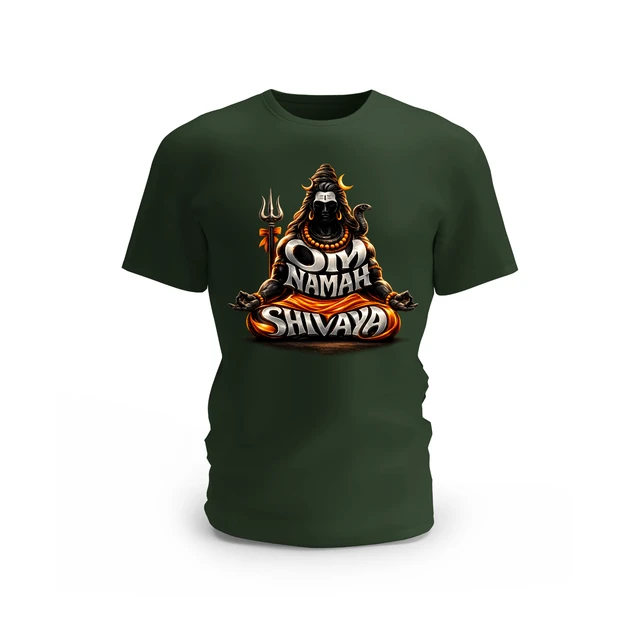 Trendy Togs Om Namah Shivaya Lord Shiva Cotton T-shirt - L, Forest Green