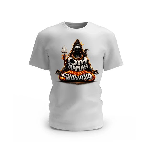 Trendy Togs Om Namah Shivaya Lord Shiva Cotton T-shirt - M, White
