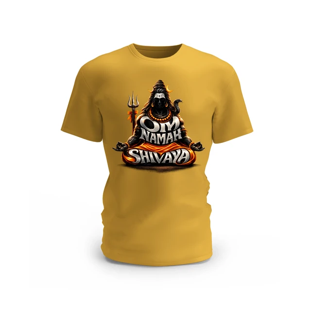 Trendy Togs Om Namah Shivaya Lord Shiva Cotton T-shirt - M, Yellow