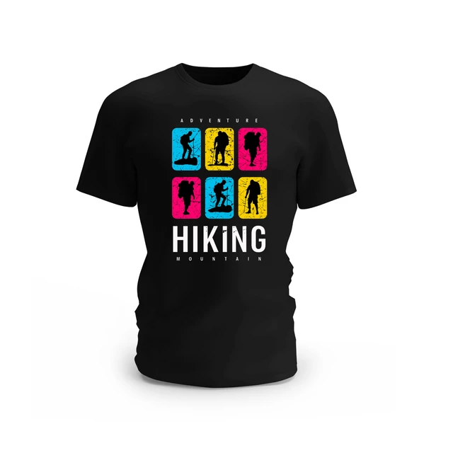 Trendy Togs Adventure Hiking Mountains Cotton T-shirt - L, Black