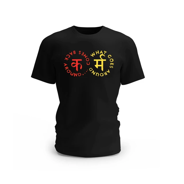 Trendy Togs Karma Design Cotton T-shirt - L, Black