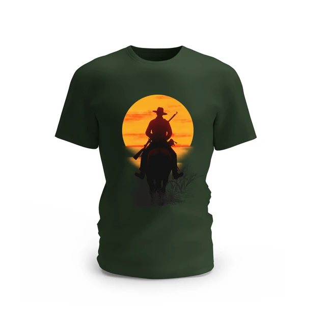 Trendy Togs Horse Riding Design Cotton T-shirt - L, Forest Green