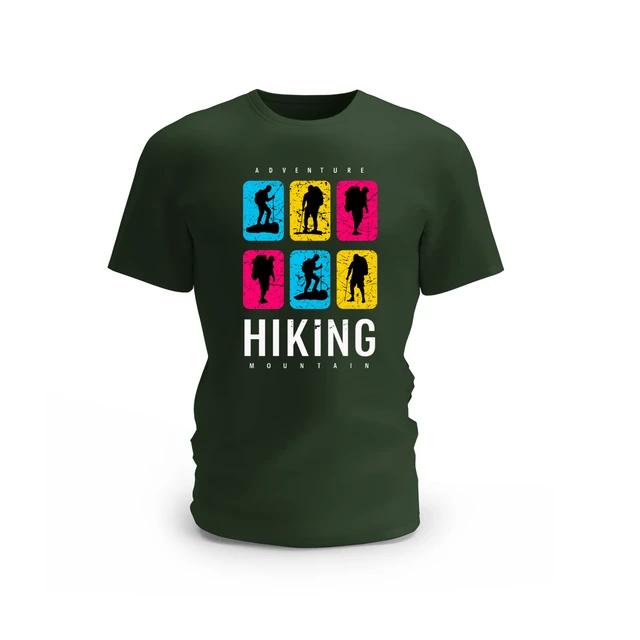Trendy Togs Adventure Hiking Mountains Cotton T-shirt - L, Forest Green