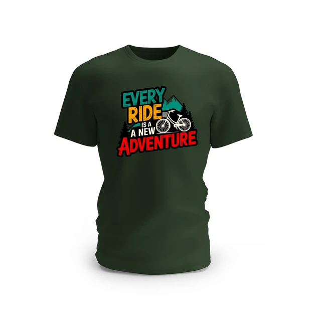 Trendy Togs Every Ride is a New Adventure Cotton T-shirt - XS, Forest Green