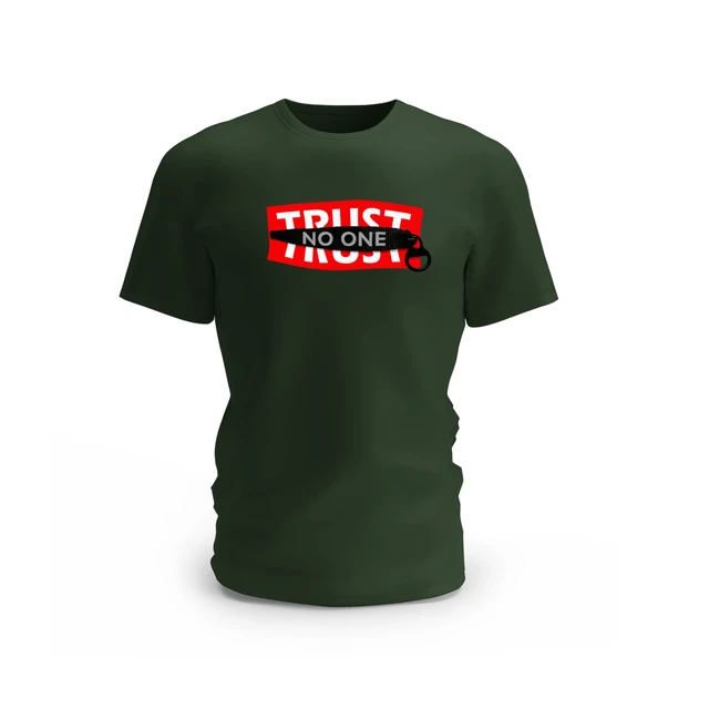Trendy Togs Trust No One Cotton T-shirt - M, Forest Green