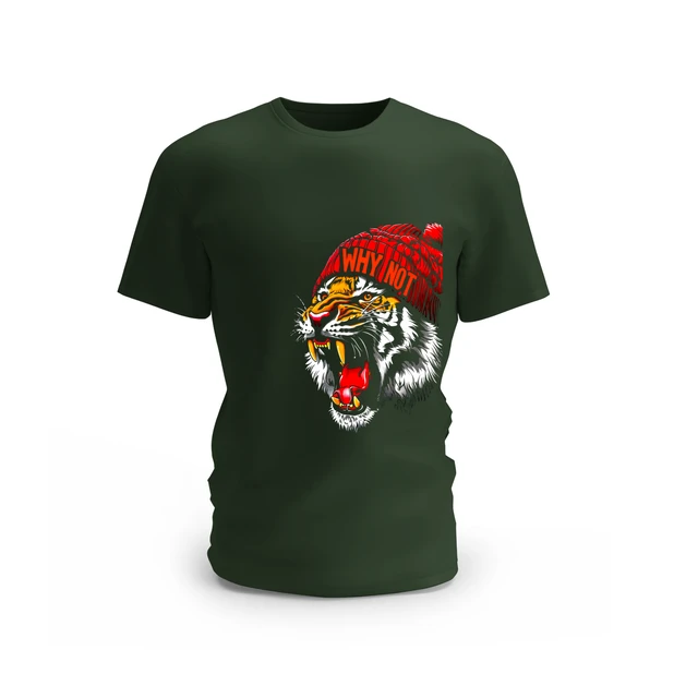 Trendy Togs Tiger Roar With Cap Cotton T-shirt - M, Forest Green