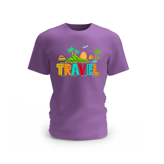 Trendy Togs Travel Design Cotton T-shirt - XL, Purple