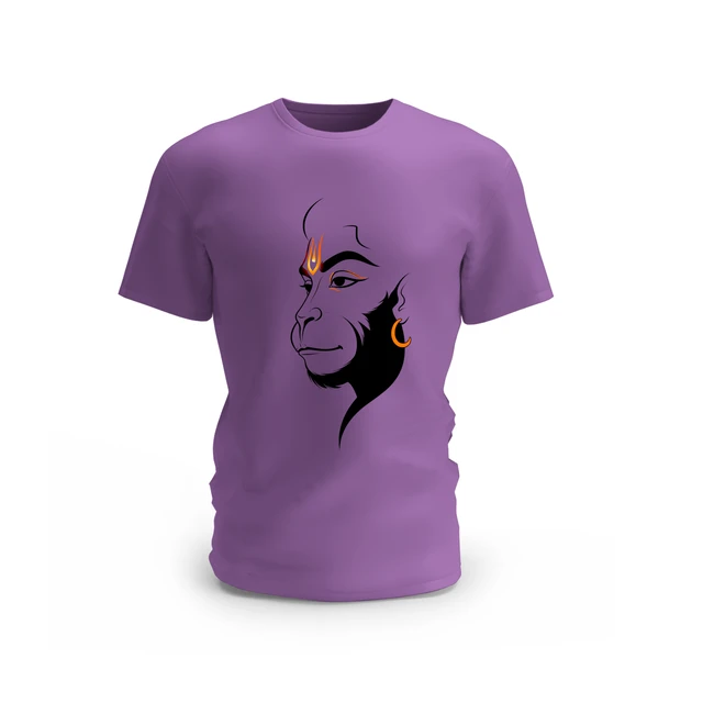 Trendy Togs Hanuman Face Design Cotton T-shirt - M, Purple
