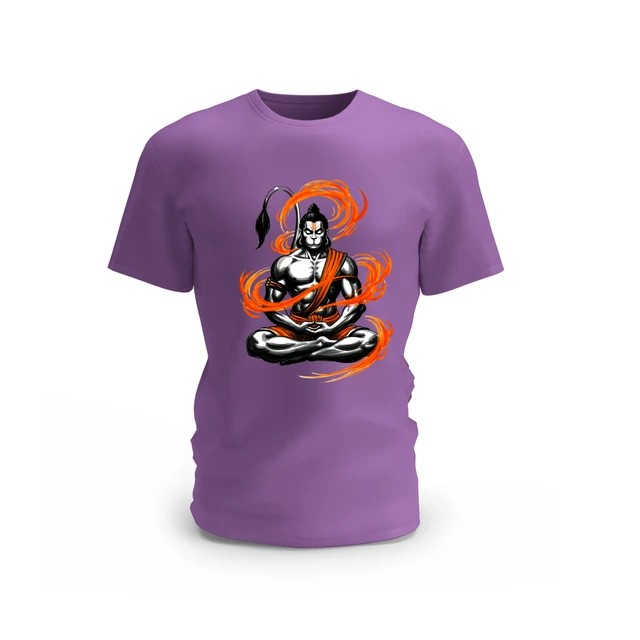 Trendy Togs Hanuman Design Cotton T-shirt - L, Purple