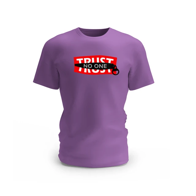 Trendy Togs Trust No One Cotton T-shirt - M, Purple