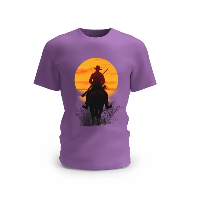 Trendy Togs Horse Riding Design Cotton T-shirt - L, Purple