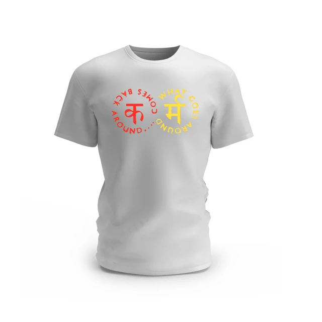 Trendy Togs Karma Design Cotton T-shirt - L, White