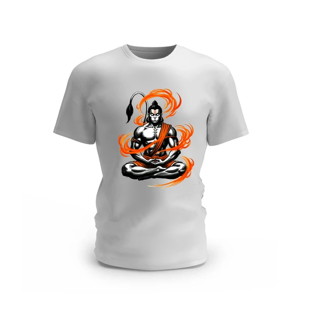 Trendy Togs Hanuman Design Cotton T-shirt - M, White