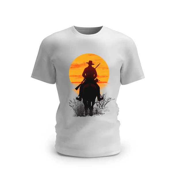 Trendy Togs Horse Riding Design Cotton T-shirt - XL, White