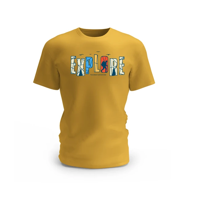 Trendy Togs Explore Design Cotton T-shirt - L, Yellow