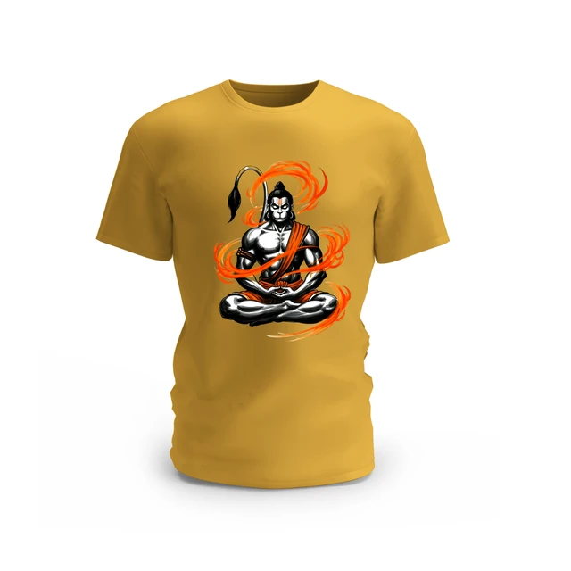 Trendy Togs Hanuman Design Cotton T-shirt - M, Yellow