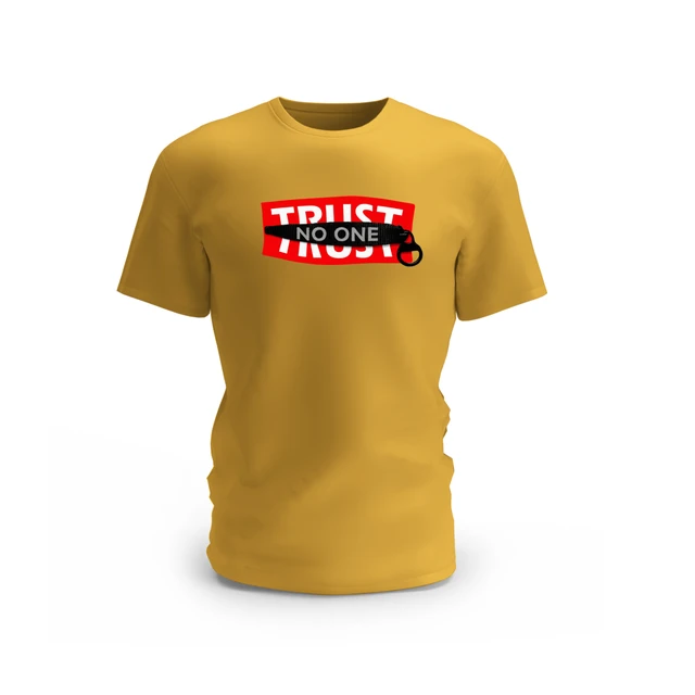 Trendy Togs Trust No One Cotton T-shirt - S, Yellow