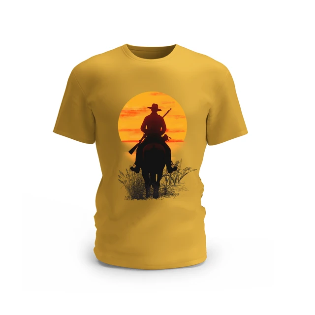 Trendy Togs Horse Riding Design Cotton T-shirt - XL, Yellow