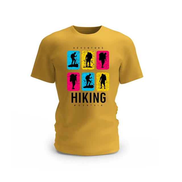 Trendy Togs Adventure Hiking Mountains Cotton T-shirt - L, Yellow