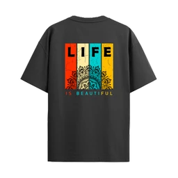 Trendy Togs Life Is Beautiful Cotton Oversized T-shirt - S, Black