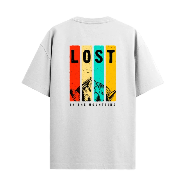 Trendy Togs Lost In The Mountains Cotton Oversized T-shirt - S, White