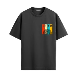 Trendy Togs Life Is Beautiful Cotton Oversized T-shirt - S, Black