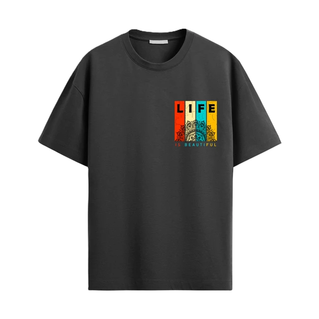 Trendy Togs Life Is Beautiful Cotton Oversized T-shirt - S, Black
