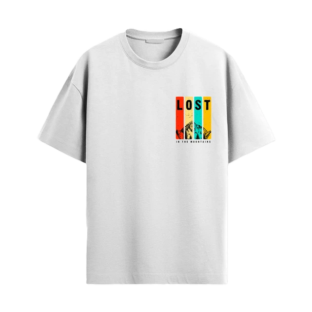 Trendy Togs Lost In The Mountains Cotton Oversized T-shirt - S, White