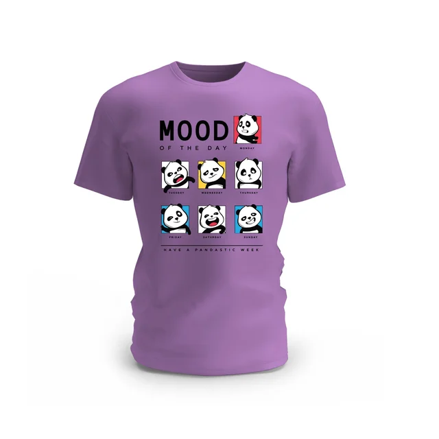 Trendy Togs Panda Mood of the Week Cotton T-shirt - L, Purple